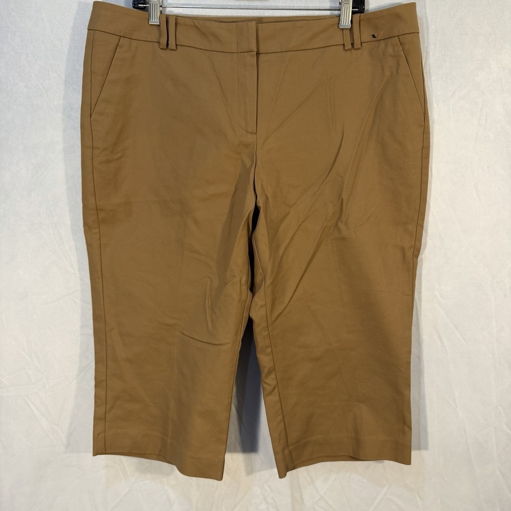 new york and company Khaki Cropped Capri Dress Casual Pants‎ Tan Size 18 NEW